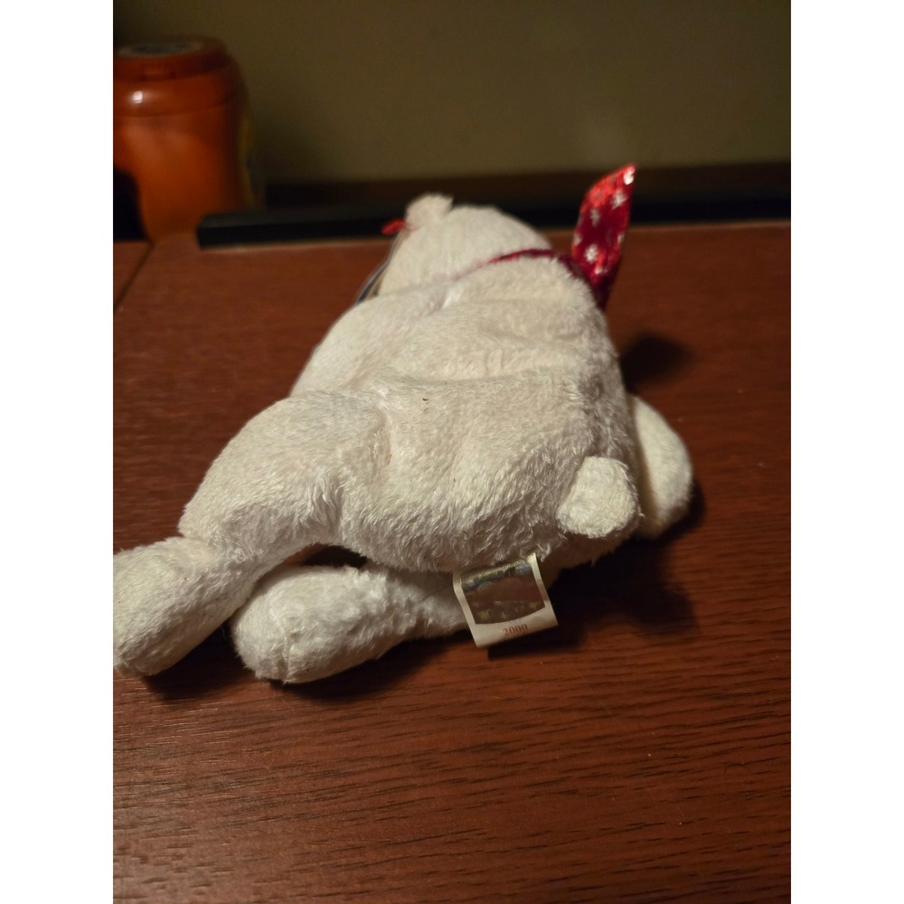 Ty Beanie Baby 1999 Holiday Teddy White Bear Red Snowflake Scarf 2000 Tag 4262 - Picture 5 of 5